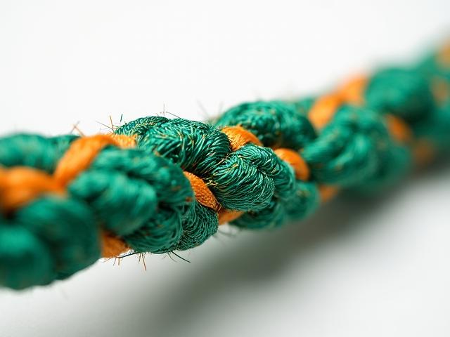 Macro shot van de vezelstructuur van een duurzaam klimtouw