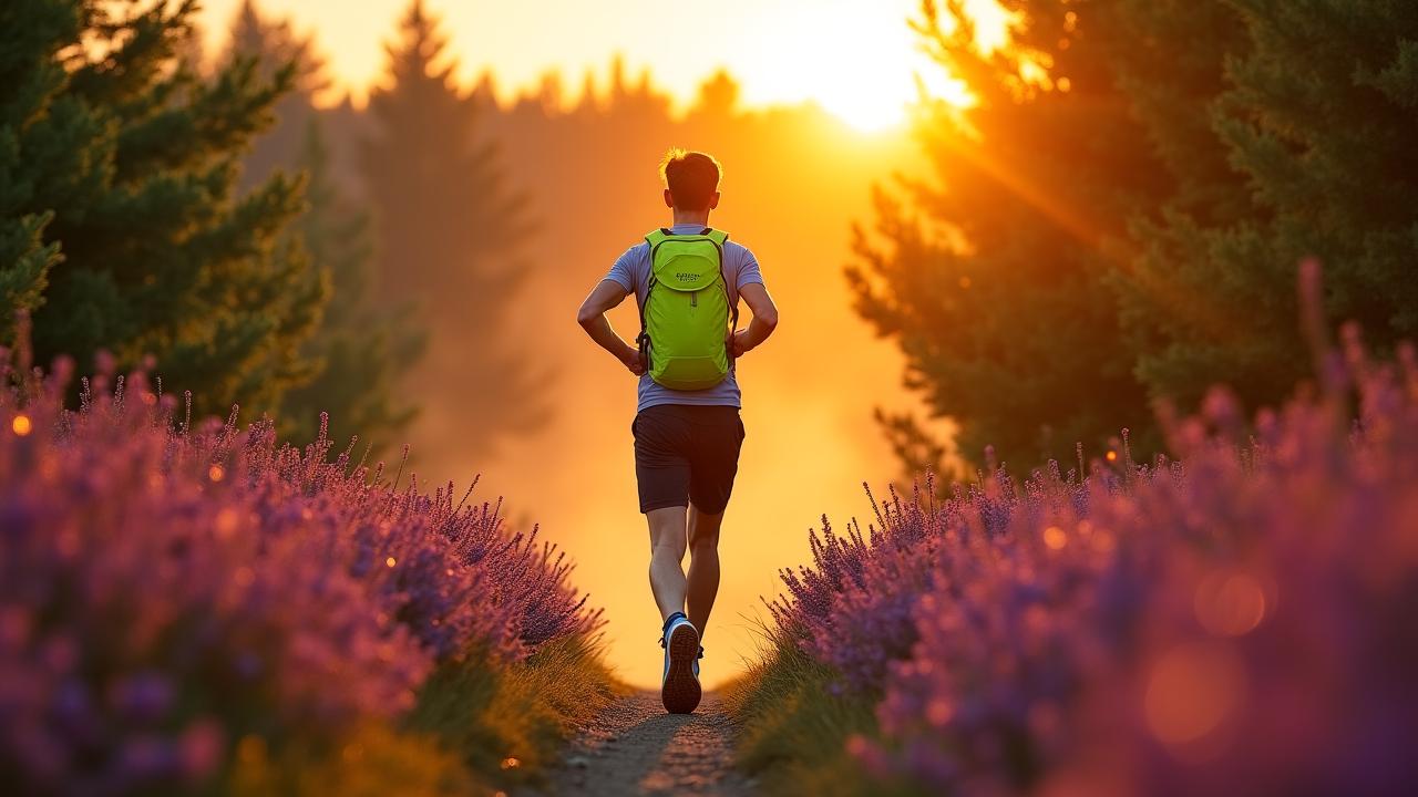 Trailrunner met hydratatievest op de Regte Heide